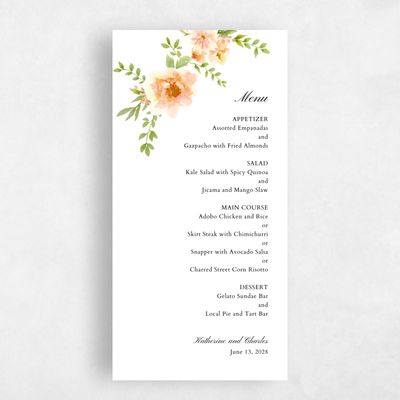 Orange Summer Wedding Menu - Tillage