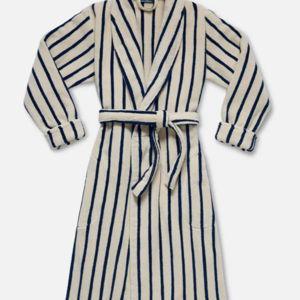 Super-Plush Robe - Striped Midnight Navy - M