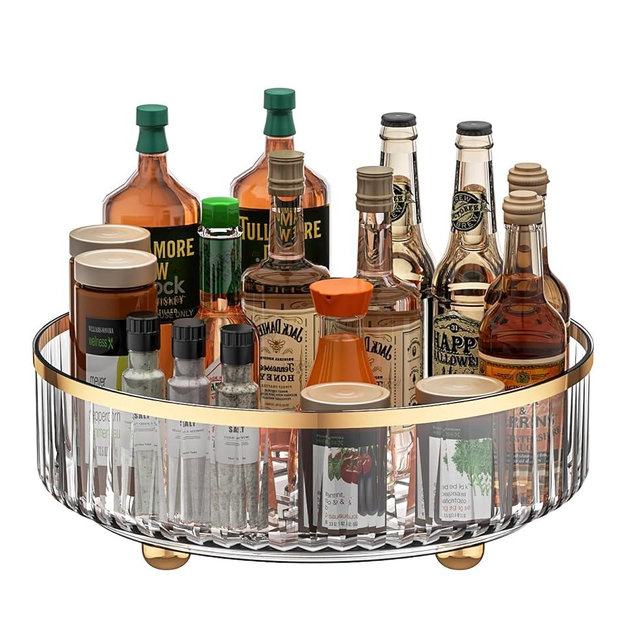 UEOE Clear Lazy Susan Pantry Organizers and Storage, 11” Turntable Organizer, Rotating Storage Rack for for Kitchen, Pantry,Cabinet, Dining Table,Fridge,Countertop,Vanity,Food Storage