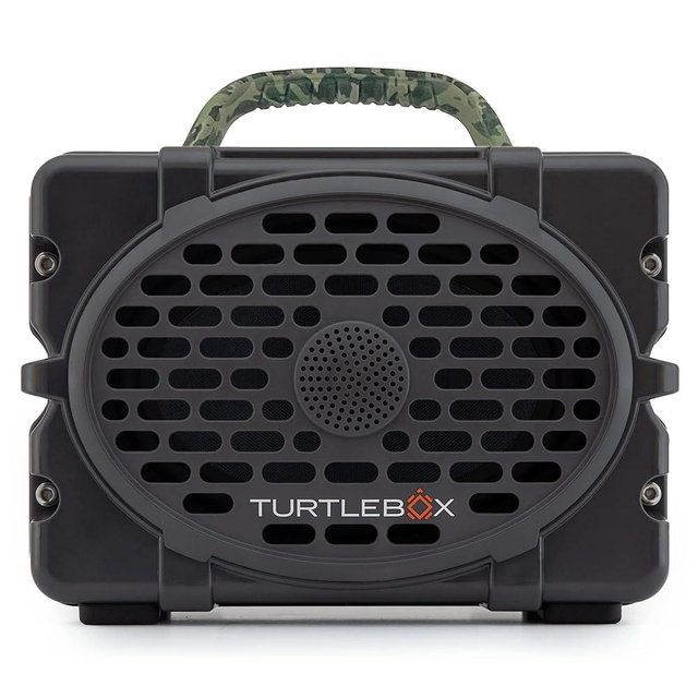 Turtlebox Gen 2: Loud! Outdoor Portable Bluetooth 5.0 Speaker | Rugged, IP67, Waterproof, Impact Resistant & Dustproof (Plays to 120db, Pair 2X for True L-R Stereo), Thunderhead Gray/Camo