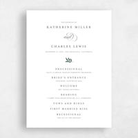 White Wedding Program - Willow
