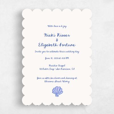 Blue Scalloped Wedding Invitation - Tenger Classic