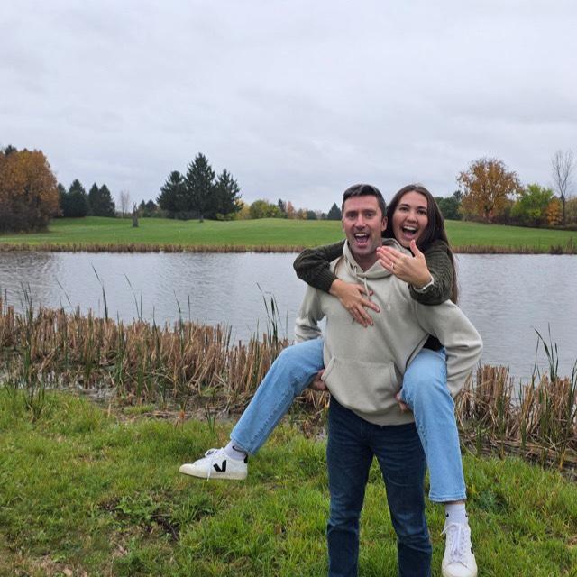 Our engagement announcement (in the rain...)