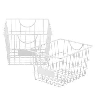Size Small- White Wire Storage Baskets with Handles