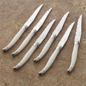 Jean Dubost Laguiole Ivory Steak Knives, Set of 6 + Reviews | Crate & Barrel