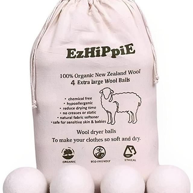 Natural Felt Wool Dryer Ball for Tumble Dry - Reusable Fabric Softner Pack of 4 [X-Large]