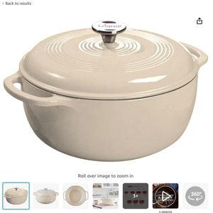 Lodge 7.5 Quart Enameled Cast Iron Dutch Oven with Lid – Dual Handles – Oven Safe up to 500° F or on Stovetop - Use to Marinate, Cook, Bake, Refrigerate and Serve – Sandalwood