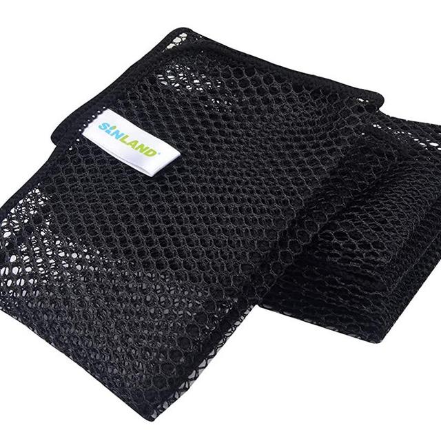 SUNLAND Netted Dish Cloths for Washing Dishes No Odor Dishes Scrubber for Kitchen-Fast Drying and Easy to Clean Mesh Dishes Cloth 6 Pack 12Inch x12Inch Black