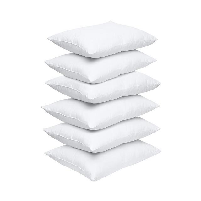 Elegant Comfort 6-Pack Pillow Insert Poly-Cotton Shell Siliconized Fiber Filling, 12 x 20, White 6 Count