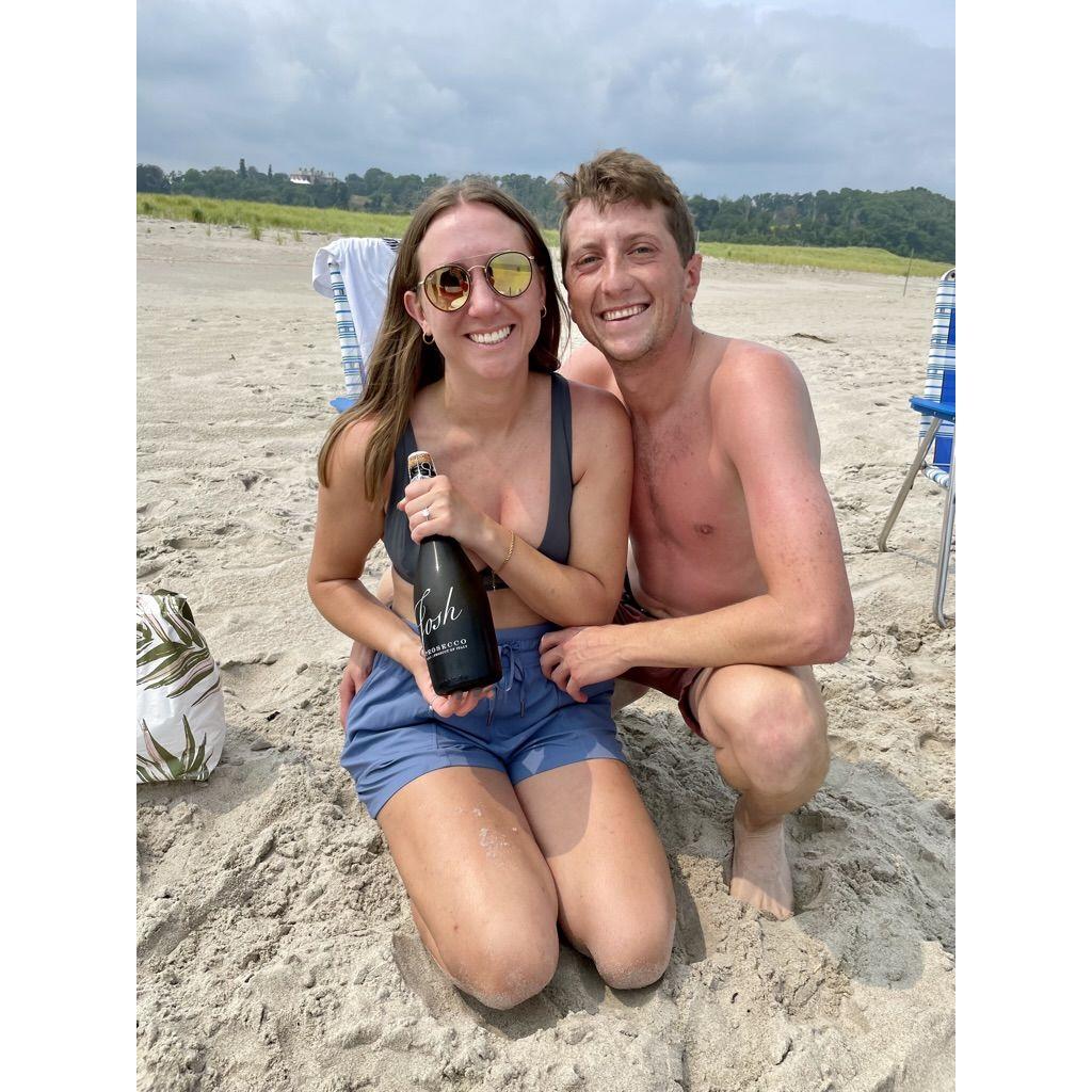 Celebratory Champagne after the proposal!