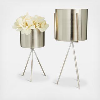 2-Piece Contemporary Planter Set with Stand