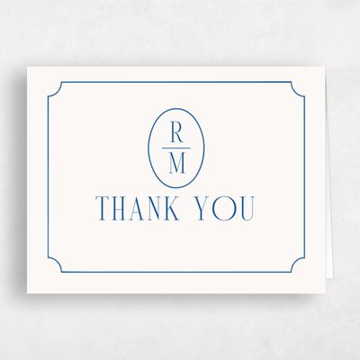 Blue Monogram Wedding Thank You - Idalia Landscape
