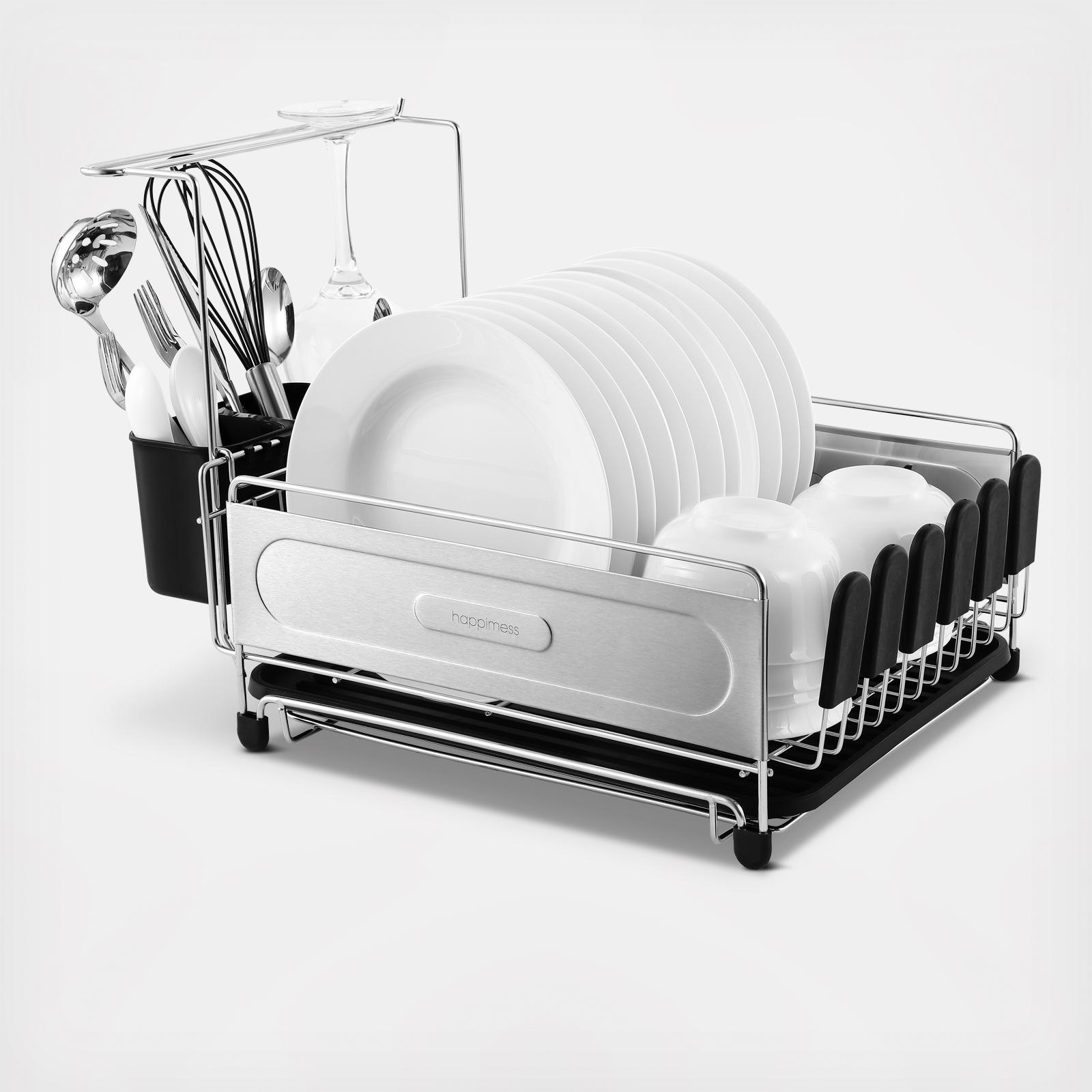 Sabatier Expandable Stainless Steel Dish Rack, 30-Inch, Black