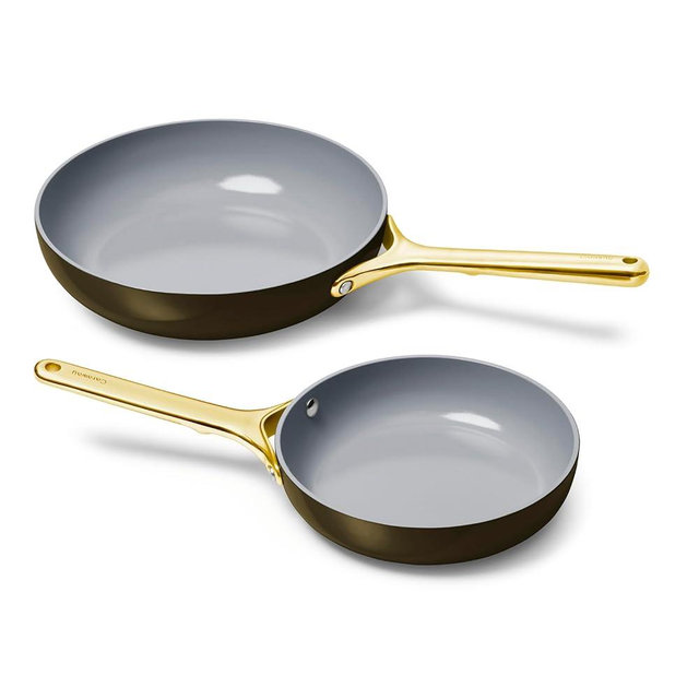 Caraway Fry Pan Duo - Nonstick Ceramic Frying Pan (8" & 10.5”) - Non Toxic, PTFE & PFOA Free - Oven Safe & Compatible with All Stovetops (Gas, Electric & Induction) - Black