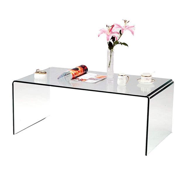 SMARTYK 1/2 Inch Thicken Tempered Glass Coffee Tables, Modern Decor Clear Coffee Table for Living Room, Easy to Clean and Safe Rounded Edges