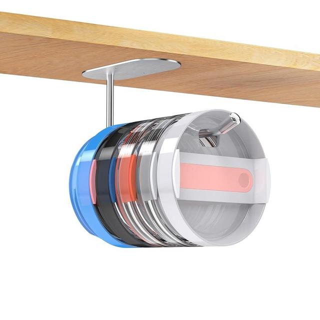 Airboat Tumbler Lid Organizer for Stanley Owala Yeti Simple Modern, Space Saving Cup Lid Hook Self-Adhesive Drilling Holder for Kitchen Inside Under Cabinet Organizers and Storage