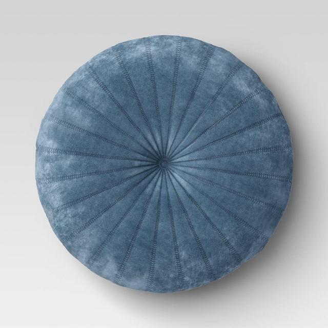 Round Quilted Velvet Throw Pillow​ Blue - Opalhouse™