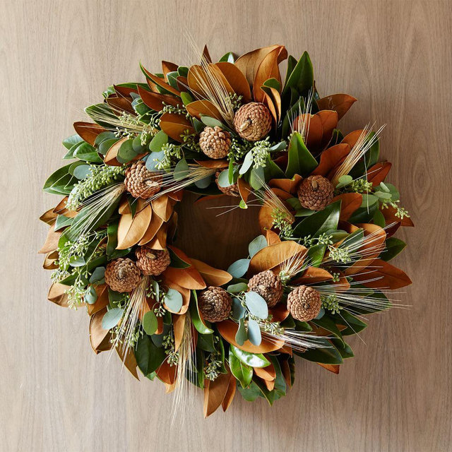 Magnolia Wheat Wreath, 22"