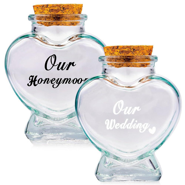 Gredstar 2 Pcs Honeymoon Sand Keepsake Jar Sand Bottles Keepsake Glass Bottles Decorative Jars Sand Container Honeymoon Gift Wedding+Honeymoon