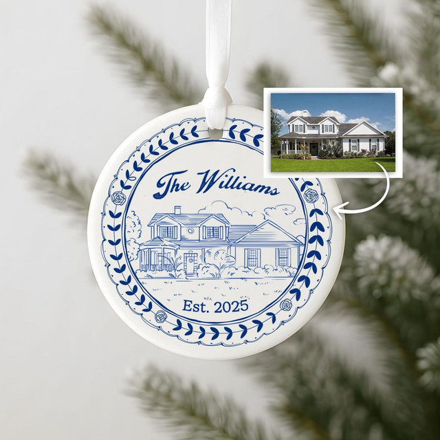Personalized Home Venue Ceramic Ornament, Custom New Home Christmas Ornament Gift, Housewarming Gift, Wedding Gift for Couple, Newlywed Gift