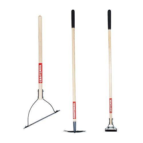 CRAFTSMAN CMXMKIT0040 3-Piece Long Wood Handle Weeding Tool Set with Weeding Hoe, 2-Prong Hoe, and Grass Weed Cutter