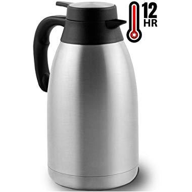 Coffee Carafe (68 Oz) - Keep water hot up to 12 Hours, stainless steel thermos carafes, double walled Large Insulated Vacuum flask, Beverage Dispenser By Vondior