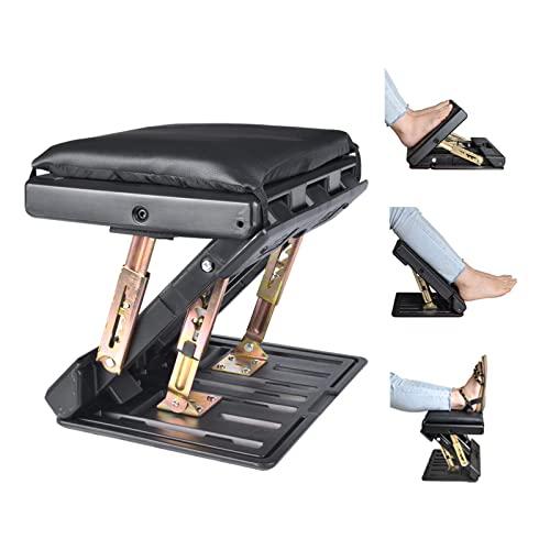 Adjustable Footrest with Removable Soft Foot Rest Pad Max-Load 120Lbs with Massaging Beads 4-Level Height Adjustment for Car,Under Desk, Home, Train