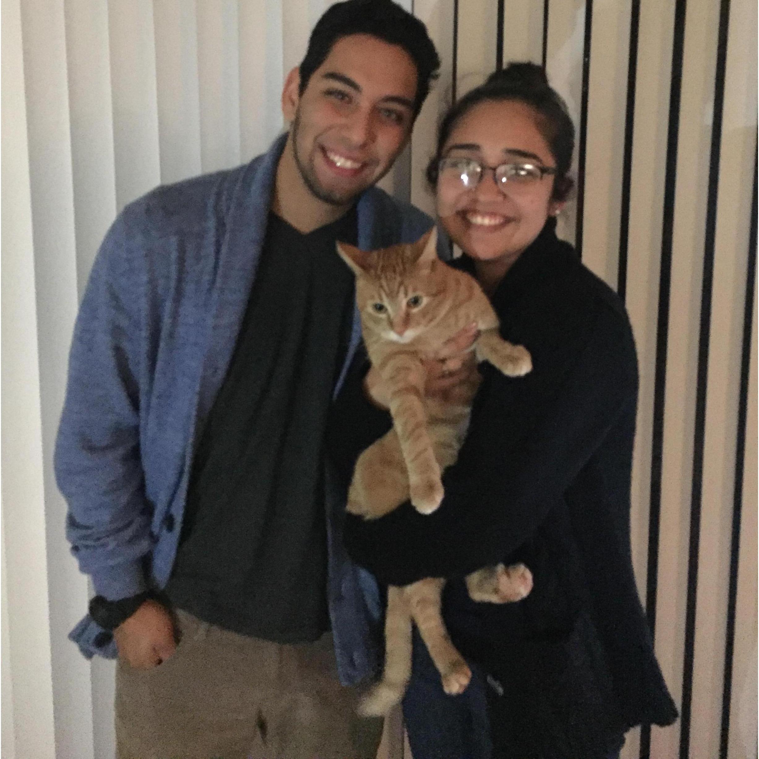 With our first baby Charlie.