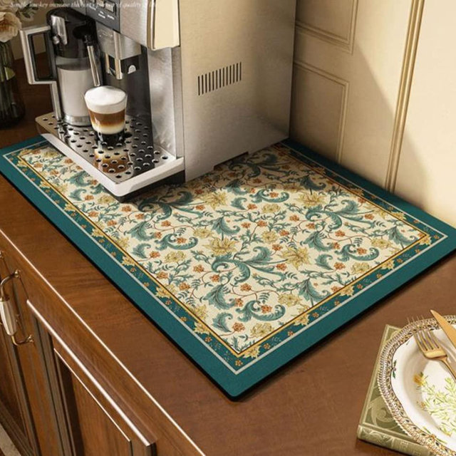 Cciphy Cute Coffee Maker Mat for Countertops, Coffee Mat Coffee Bar Accessories, Colorful Dish Drying Mat for Kitchen, Absorbent Quick Drying Mat, 12 X16 inch (F-16X20inch)
