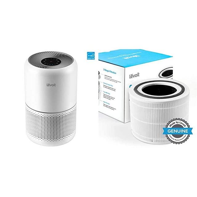 LEVOIT Air Purifier for Home Allergies Pets Hair Smokers in Bedroom, White & Core 300 Air Purifier Replacement Filter, 3-in-1 Pre-Filter, High-Efficiency Activated Carbon Filter, Core 300-RF