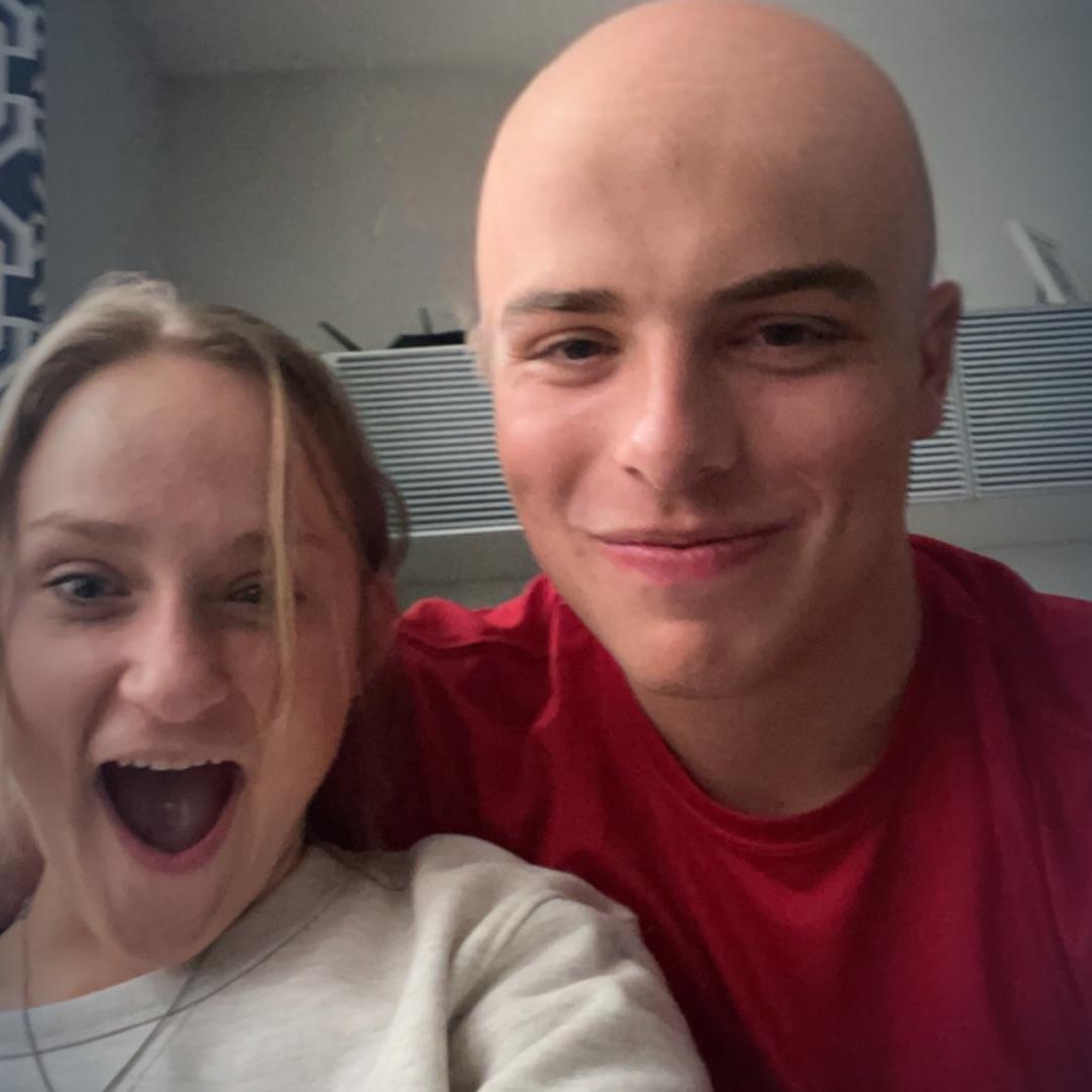 This photo was right after we said our first "I love you." Ben wrote it at the bottom of Kylee's birthday card! For some reason we chose the bald filter to document it... lol.