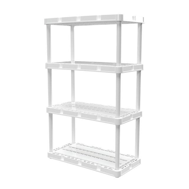 Gracious Living 4 Shelf Knect-A-Shelf Solid Light Duty Storage Unit 12 x 24 x 48" Organizer for Home, Garage, Basement & Laundry, White