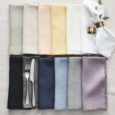 Italian Washed Linen Napkins, Set of 4, white