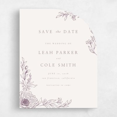 Purple Half arch Wedding Save the Date - Fiora Portrait