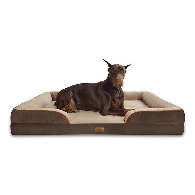 Bedsure XXL Orthopedic Dog Bed, Bolster Dog Beds for Extra Large Dogs - Foam Sofa with Removable Washable Cover, Waterproof Lining and Nonskid Bottom Couch, Brown