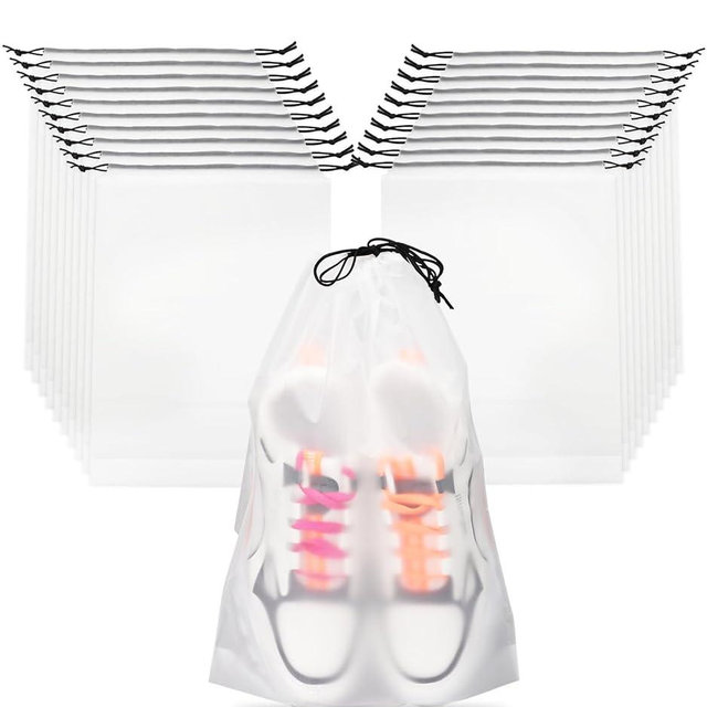 Teskyer 20 Pack Shoe Bags for Travel – Transparent, Waterproof, Portable Shoe Storage for Packing (15.7" x 11.8") – Travel Essentials for Men & Women