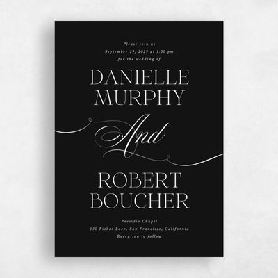 Black Wedding Invitation - Hunter Portrait