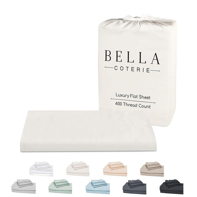 Bella Coterie Luxury Bamboo Queen Size Flat Sheet | 100% Organically Grown Bamboo Viscose | Ultra Soft | Cooling for Hot Sleepers [Ivory]
