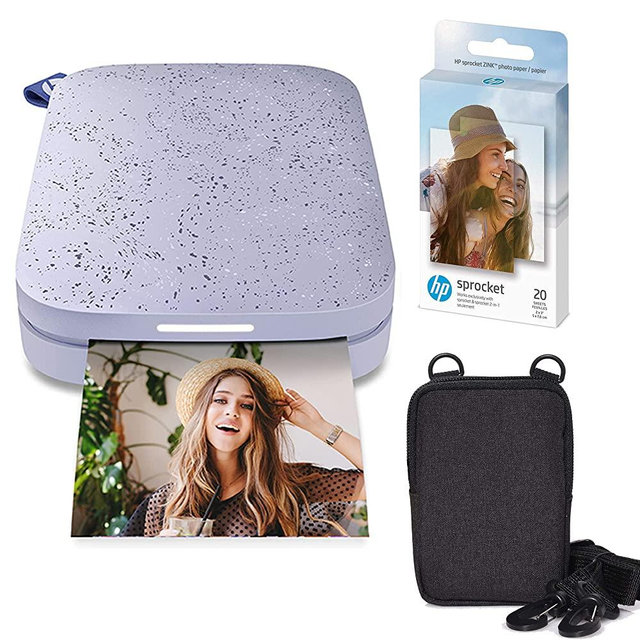 HP Sprocket Portable 2x3 Instant Photo Printer (Lilac) Zink Paper Bundle