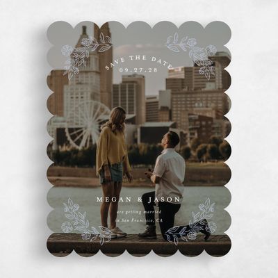 Blue Scalloped Wedding Save the Date - Eze Photo