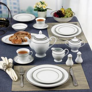 Ashley 57-Piece Silver Border Dinnerware Set, Service for 8