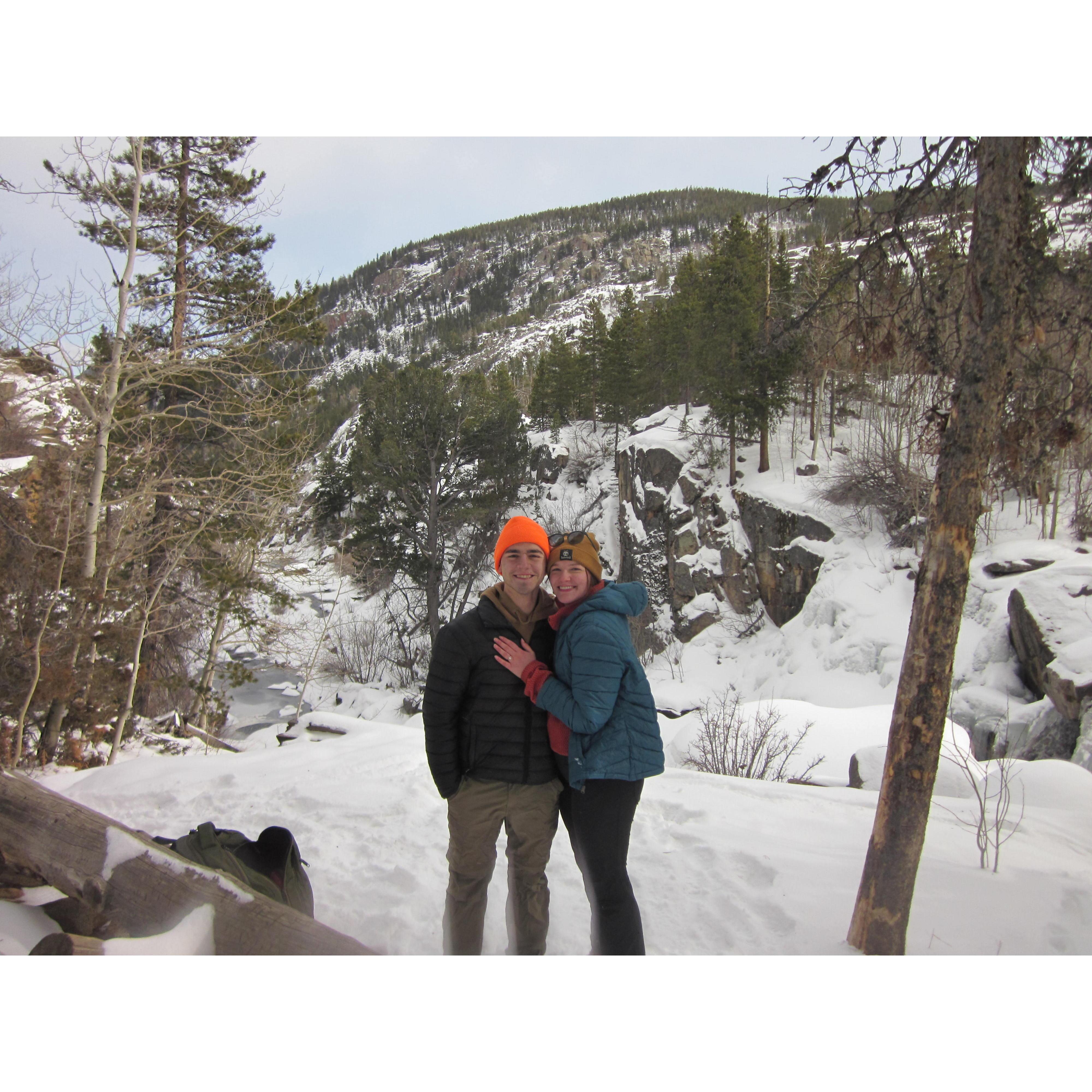 Jake proposed on top of the Waterfall hike in Sinks Canyon!