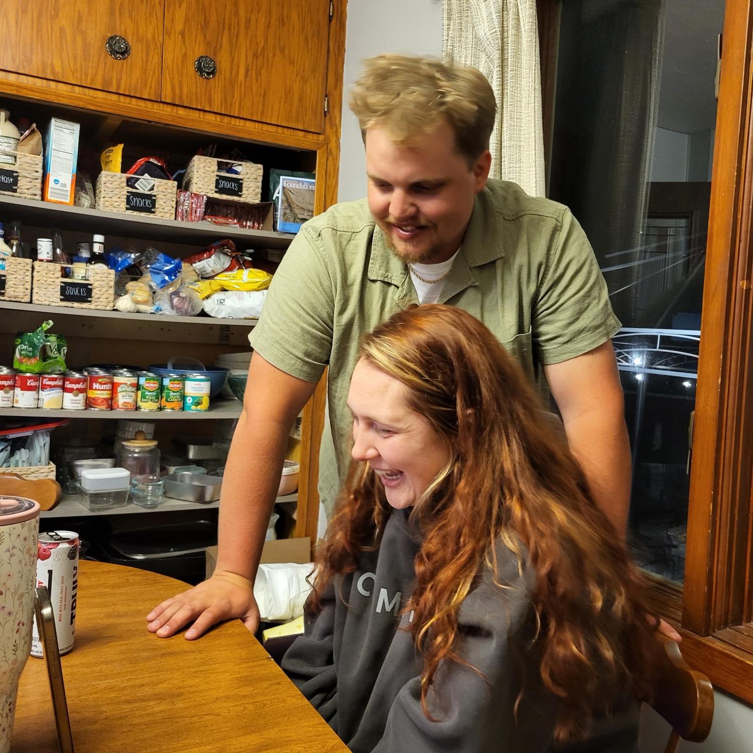 Immediately after getting engaged, we began telling our families. This is telling Sammy's grandparents.