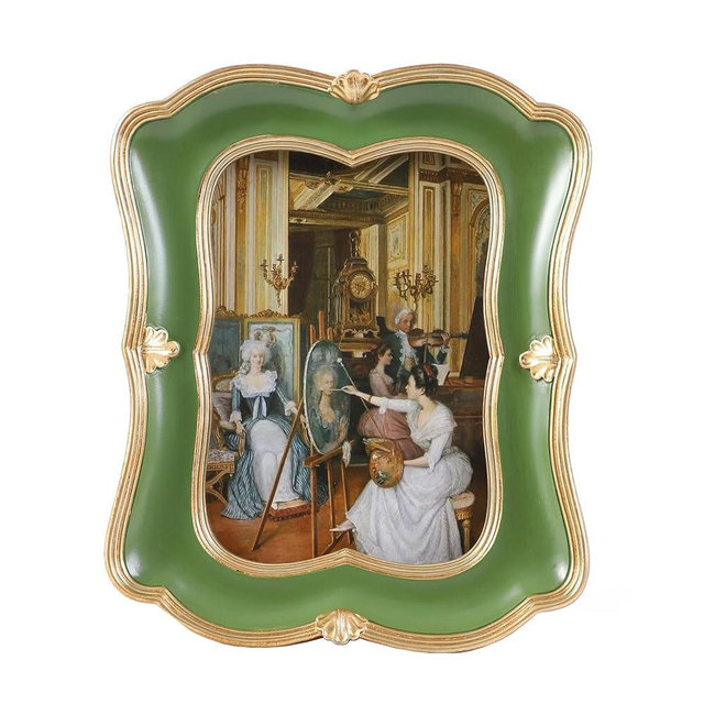 S GMOMENT Vintage Picture Frames 4x6 Ornate Antique Picture Frames with Scalloped Edges Victorian Gallery Wall Decor Handcrafted Vintage Home Decor for Wall or Tabletop Display, Green