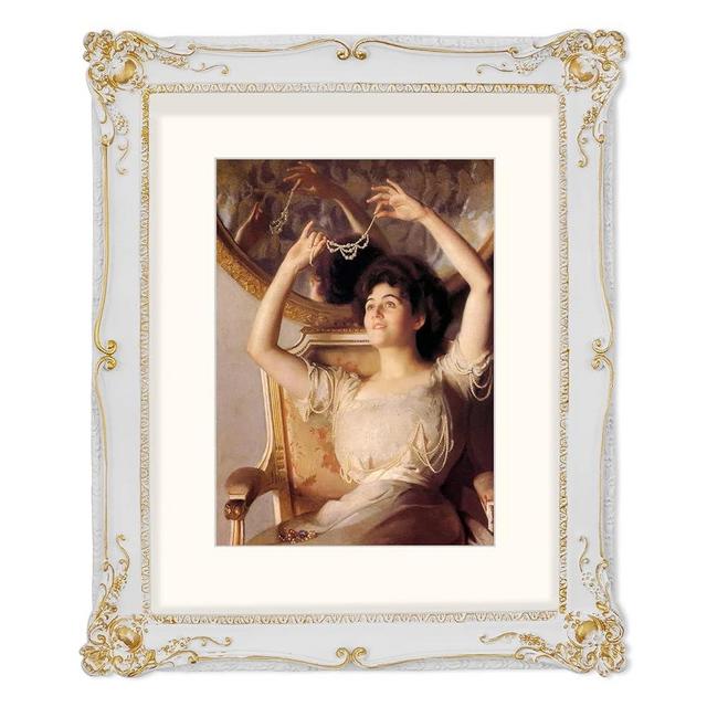 SIMON'S SHOP 11x14 Picture Frame Matted for 8x10 Photo, Vintage Style Poster Frames 11x14, Wall Mounting White with Gold