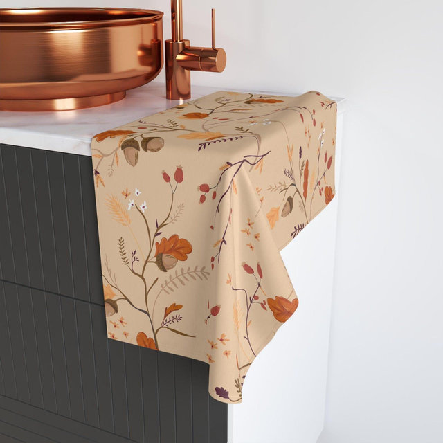 Autumn Floral thanksgiving holiday Hand Towel, Cozy Kitchen Decor, Fall Home Accessory, Thanksgiving Gift, Nature-Inspired , Harvest Decor