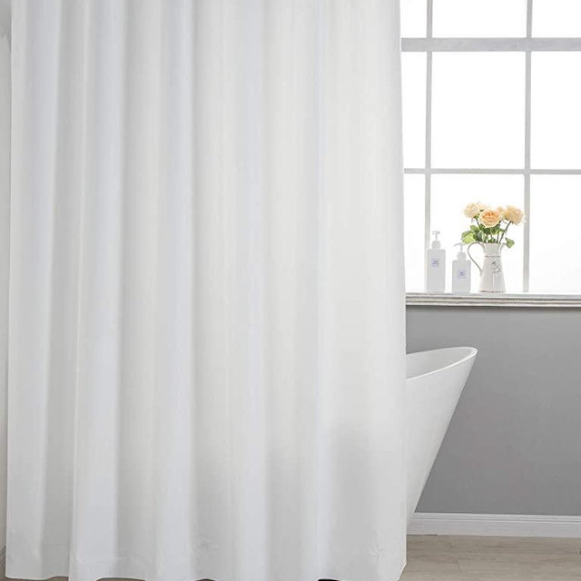 AmazerBath Lightweight Shower Curtain Liner, 72x72 Inches PEVA 3G Shower Curtain Liner with Magnets and 12 Grommet Holes, Waterproof Thin Plastic Liners- White