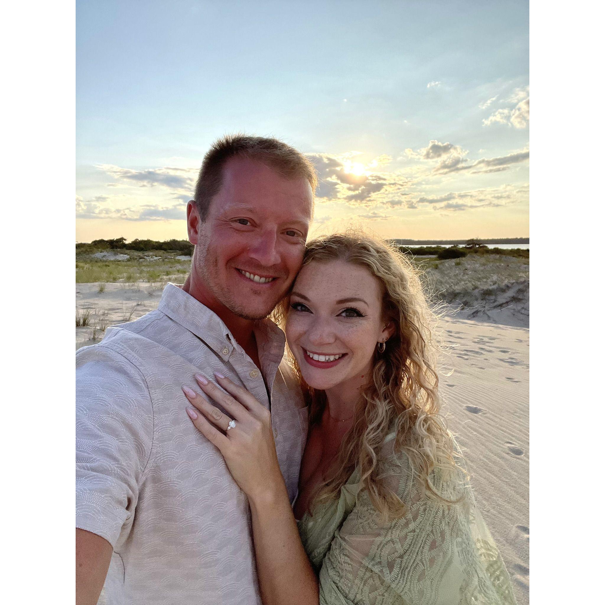 Zane proposed at sunset on Assateague Island on August 22, 2024.