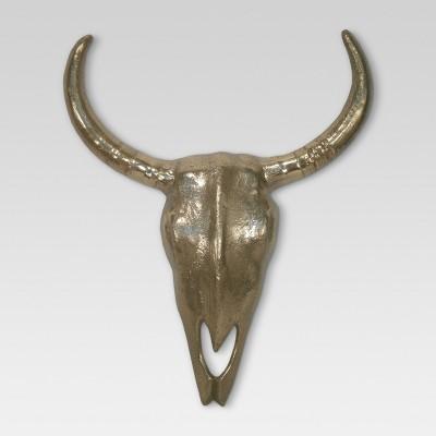 Cast Metal Steer Head Skull - Gold (16"x19") - Project 62™