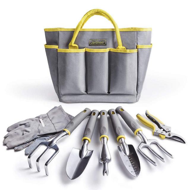 Jardineer 8 Piece Gardening Tools Set with Small Garden Tools and Big Garden Tote Bag,Gardening Gifts for Women & Men